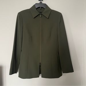 Lafayette 148 Olive Green Zip Up Blazer Jacket